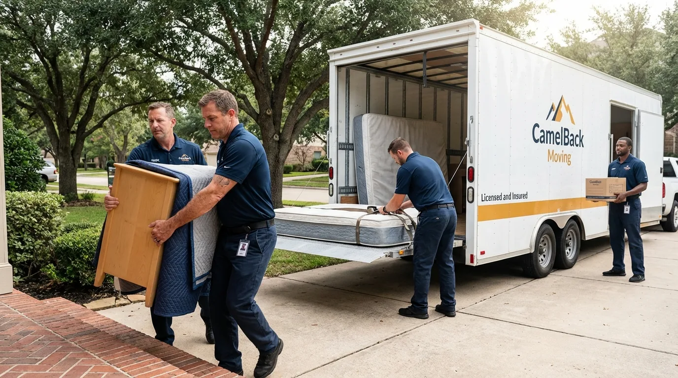 Crew loading residential truck for cross-state move from Steelville, MO