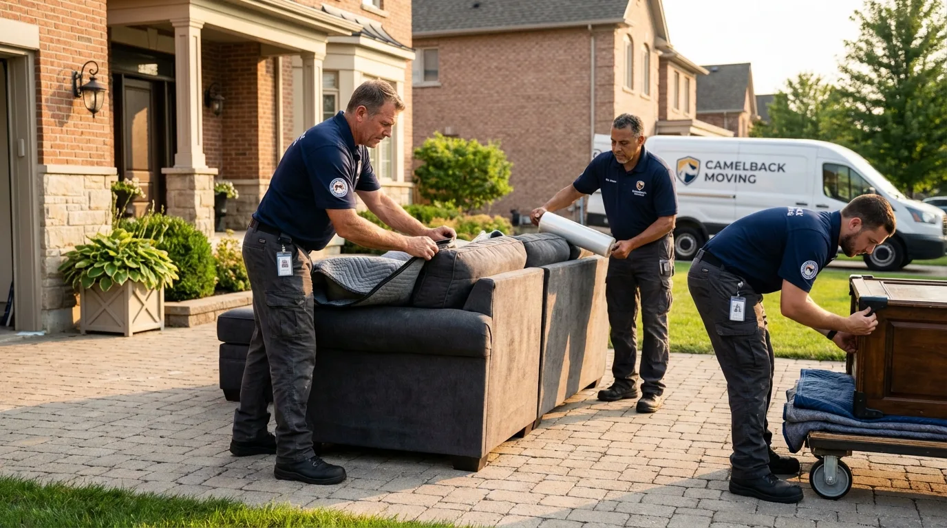 Large estate moving crew wrapping furniture in Steelville, MO