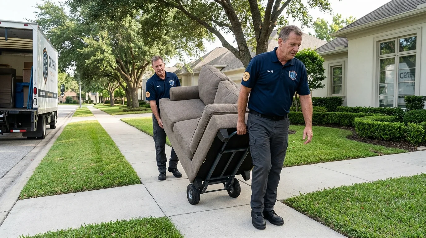 Local residential moving crew loading furniture in Steelville, MO