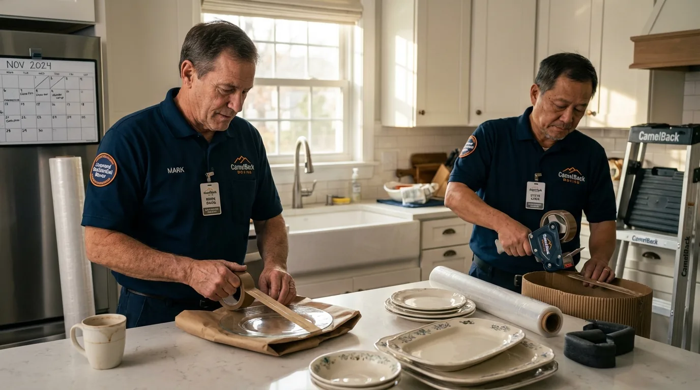 Professional crew packing kitchen dishware in Steelville, MO